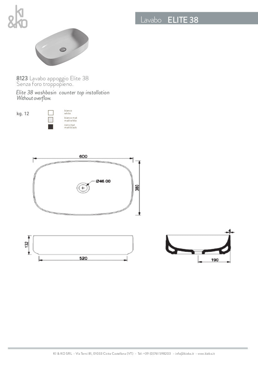 Lavabo appoggio Elite