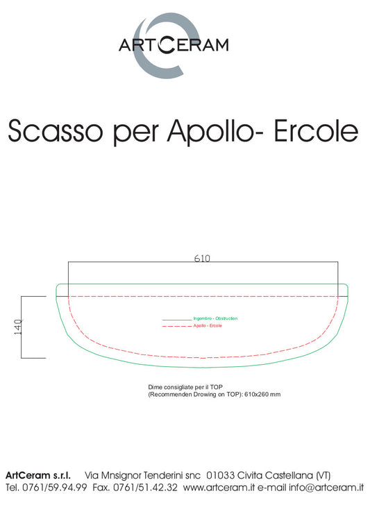 Lavabo semi-encastré Apollo 66x49 cm