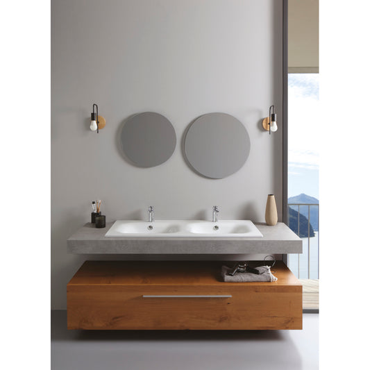 Lavabo double encastré 121 x 51 x h 16,8 cm Soft