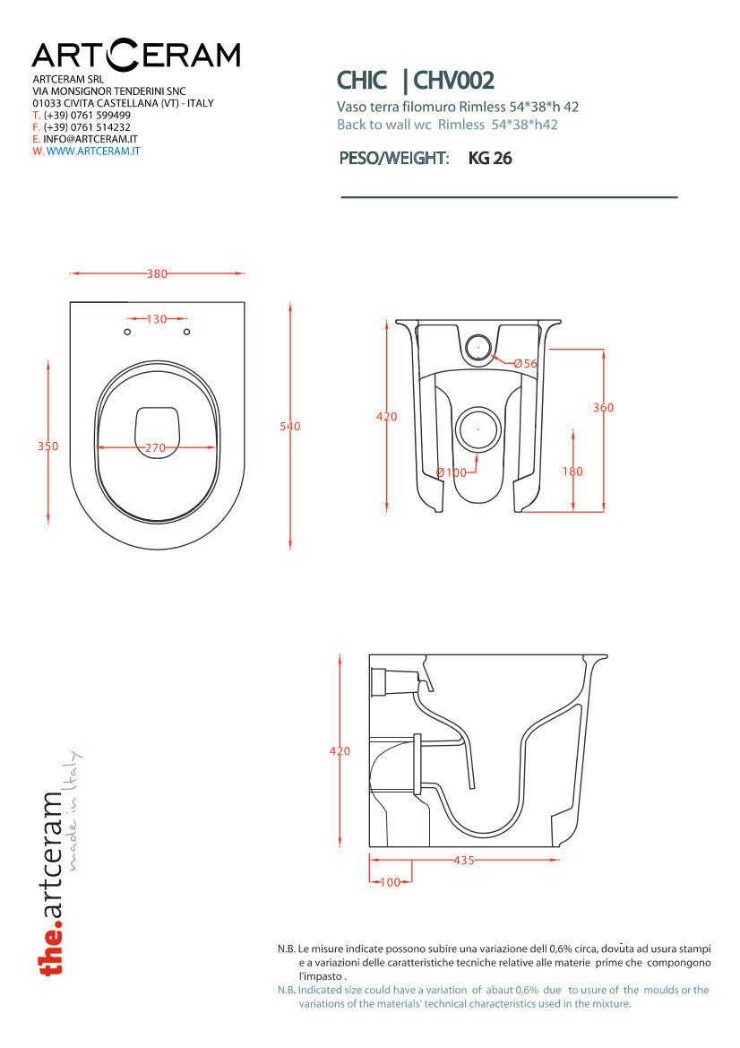 Vaso terra filomuro senza brida Chic