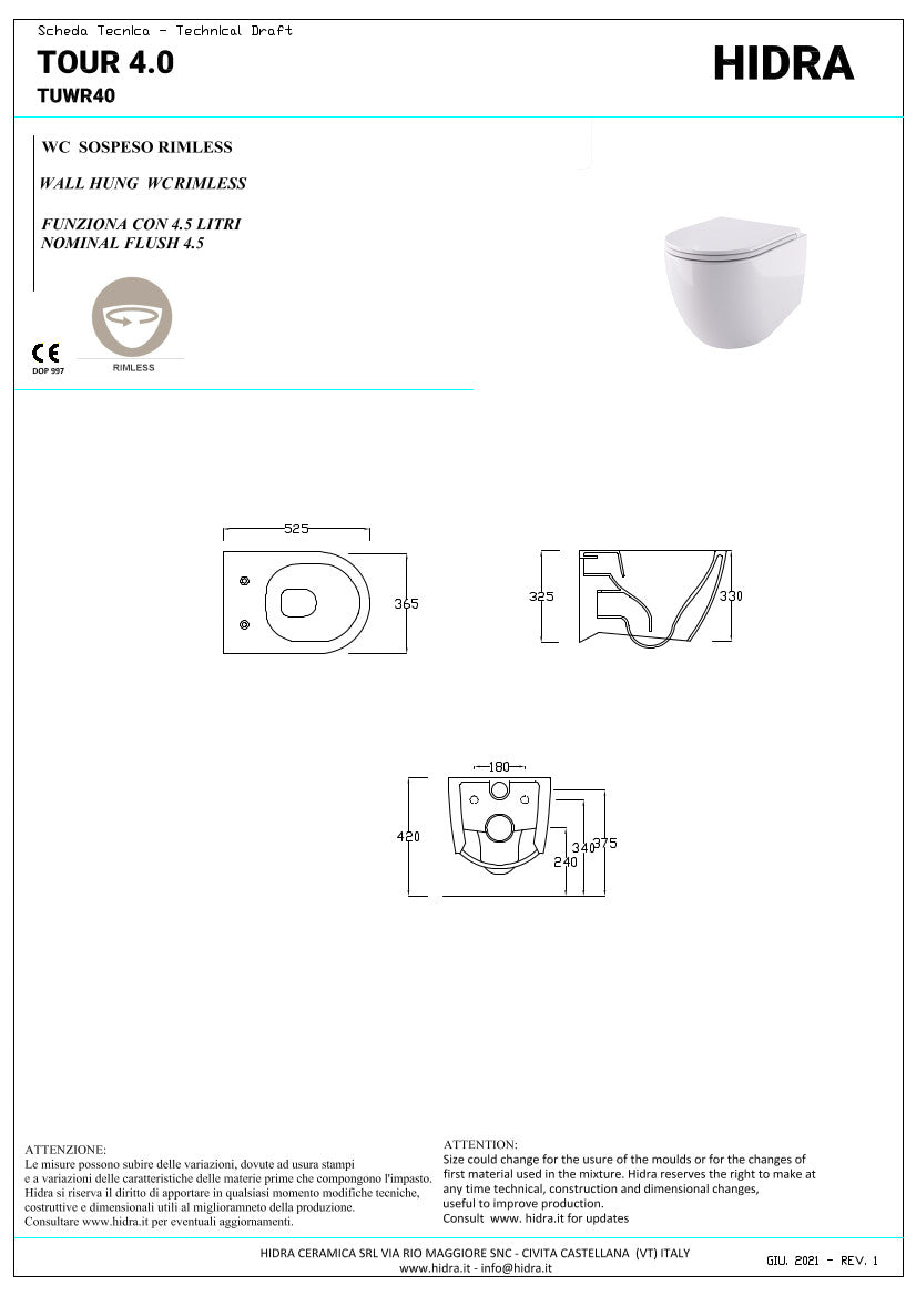 Coppia sanitari sospesi Tour 4.0