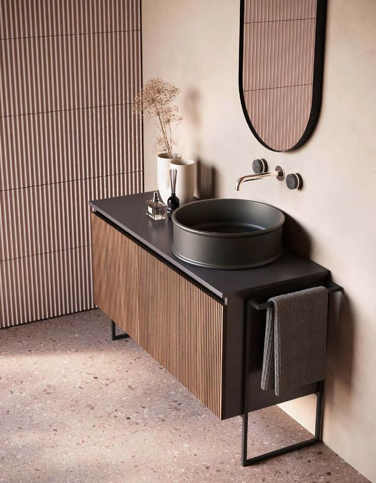 Specchio da bagno ovale 50x90 cm con cornice Look Ring