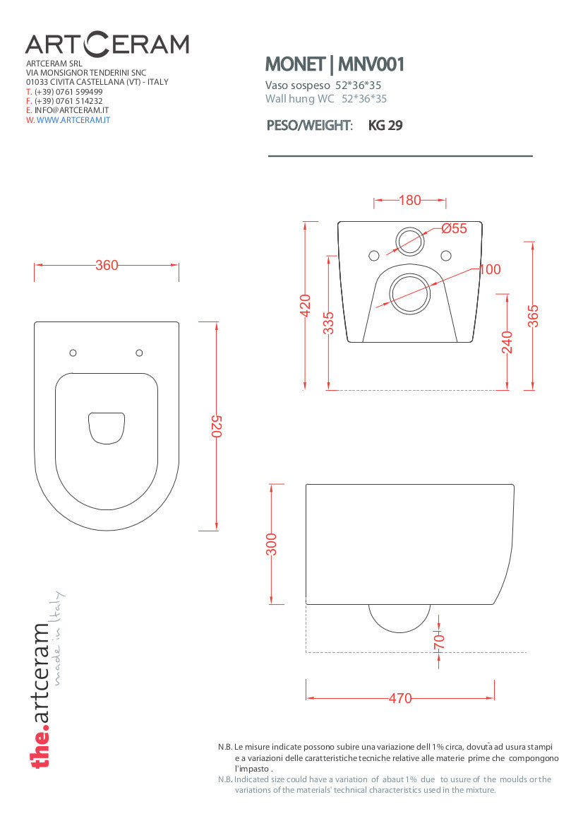 Coppia sanitari sospesi Monet
