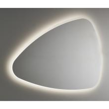 Miroir poli, forme 100x85 cm, sablage périmétrique, cadre en plastique gris.