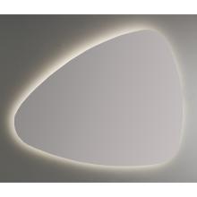 Miroir poli, forme 100x85 cm, cadre en plastique gris.