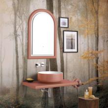 Composition Lavabo Bucchero avec Étagère et Miroir Orange Camée