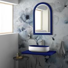 Composition Lavabo Bucchero avec Étagère et Miroir Bleu Saphir