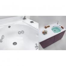 Meuble couvre machine à laver avec jets et bassin à droite 130x65xH89 Active Wash