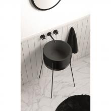 Lavabo avec structure Ibrido Rond Gris Cosmos Mat