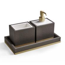 Set 3 pièces, Savon, Brosse, Plateau Milano Bronze Satin Mat