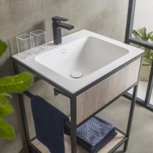 Meuble pour lavabo avec évier en céramique et étagère Skema