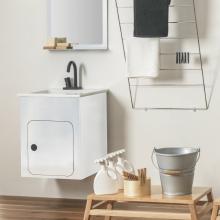 Meuble pour lavabo cm 52x50 avec évier en céramique Alluminium