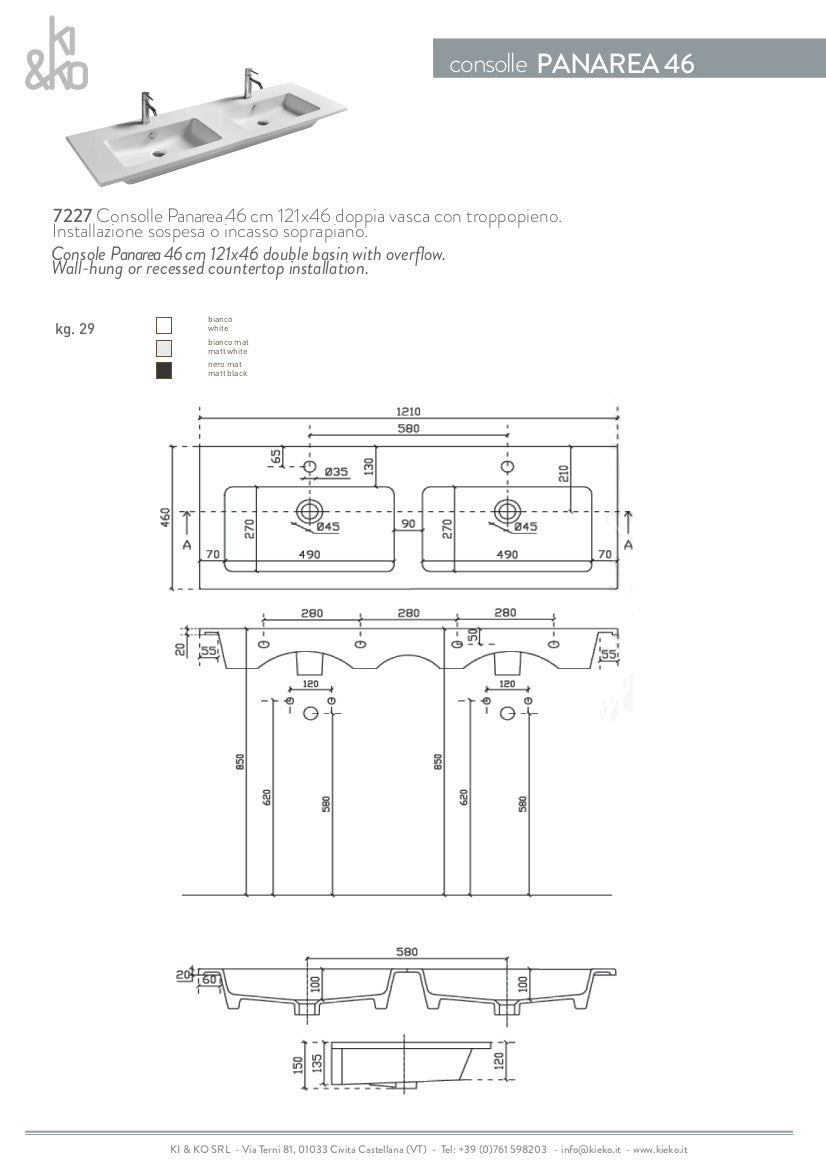 Consolle Doppia Vasca Eden
