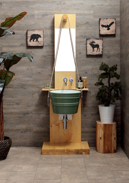 STRUTTURA DA TERRA IN LEGNO CON SPECCHIO POZZO BACILE