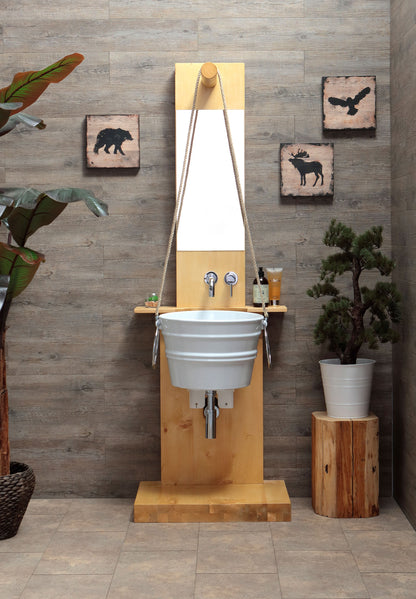 STRUTTURA DA TERRA IN LEGNO CON SPECCHIO POZZO BACILE