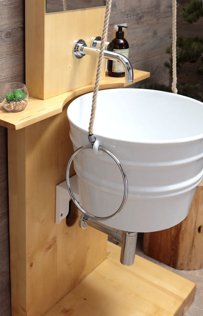 STRUTTURA DA TERRA IN LEGNO CON SPECCHIO POZZO BACILE