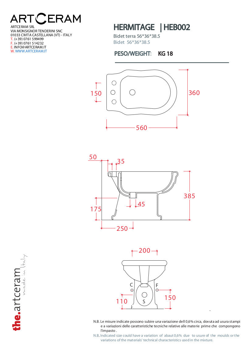 Bidet a terra Hermitage