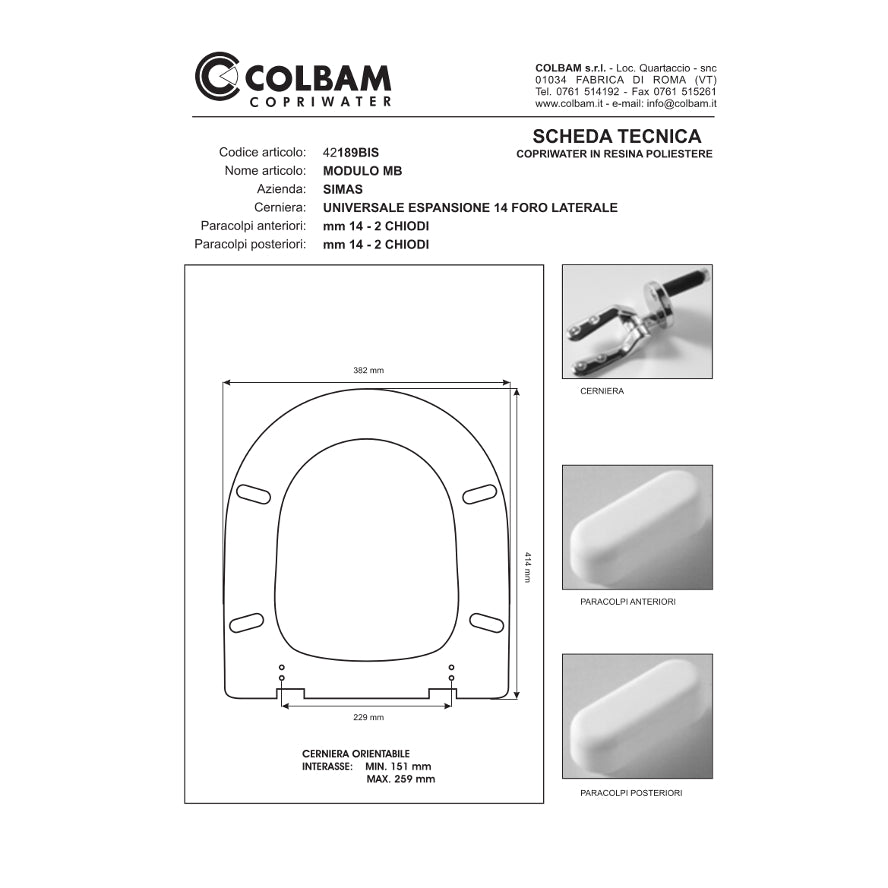 Copriwater Compatibile Modulo Monoblocco