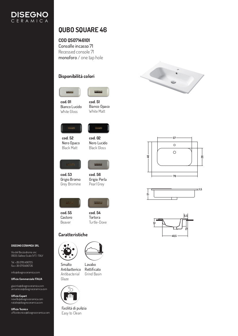 Console intégrée Qubo Square 46, 71 x 46 cm