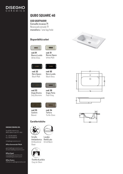 Console intégrée Qubo Square 46, 71 x 46 cm