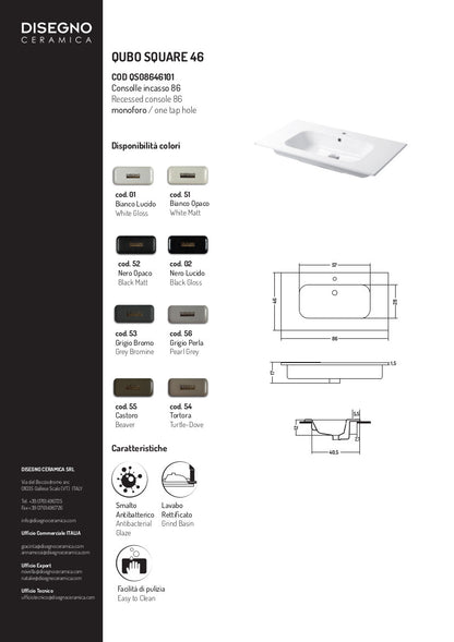 Consolle da incasso cm 86x46 Qubo Square 46