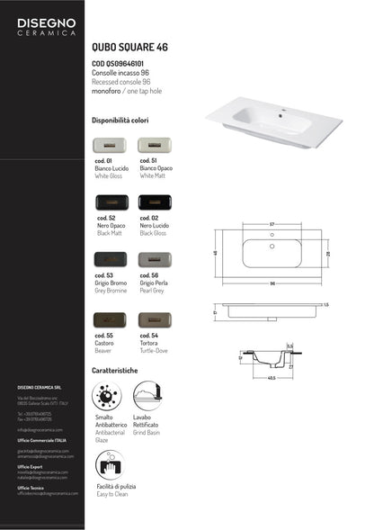 Consolle da incasso cm 96x46 Qubo Square 46