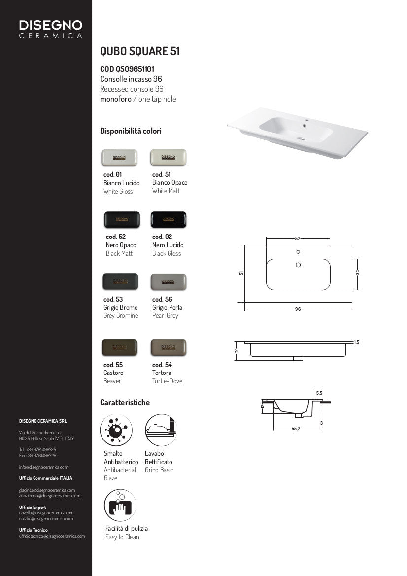 Consolle da incasso cm 96x51 Qubo Square