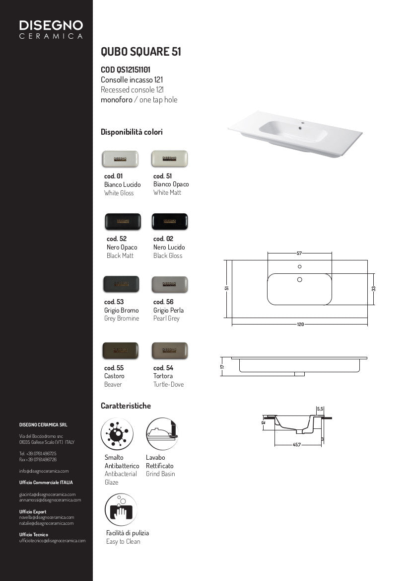 Console intégrée Qubo Square 121 cm