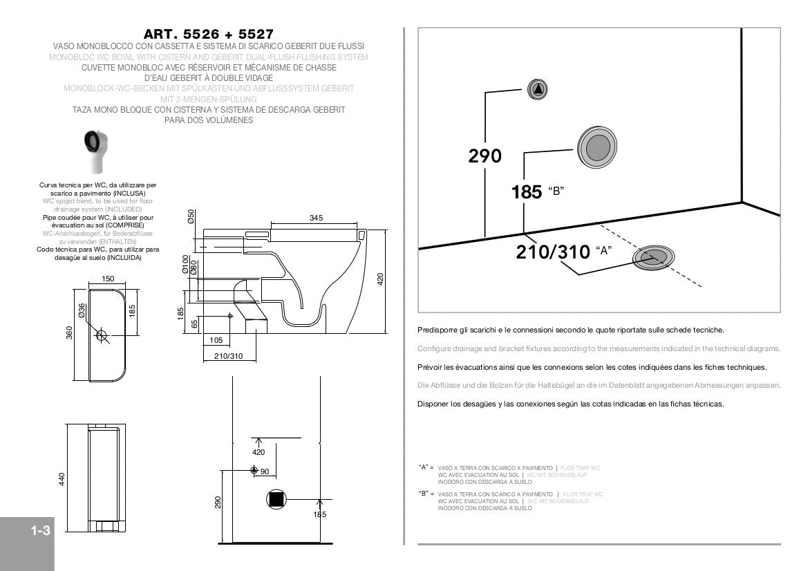 Sanitari monoblocco con cassetta Moon