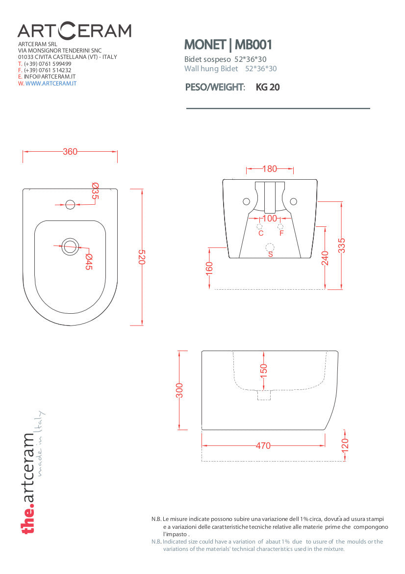 Coppia sanitari sospesi Monet