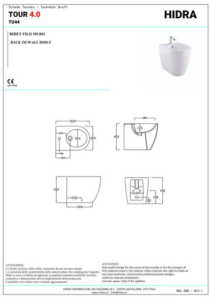 Coppia sanitari filo parete Tour 4.0