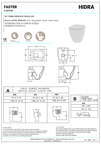Coppia sanitari filomuro senza brida Faster