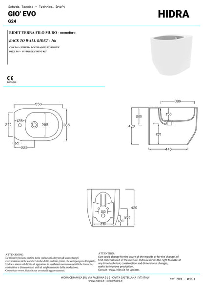 Bidet a terra Giò Evolution
