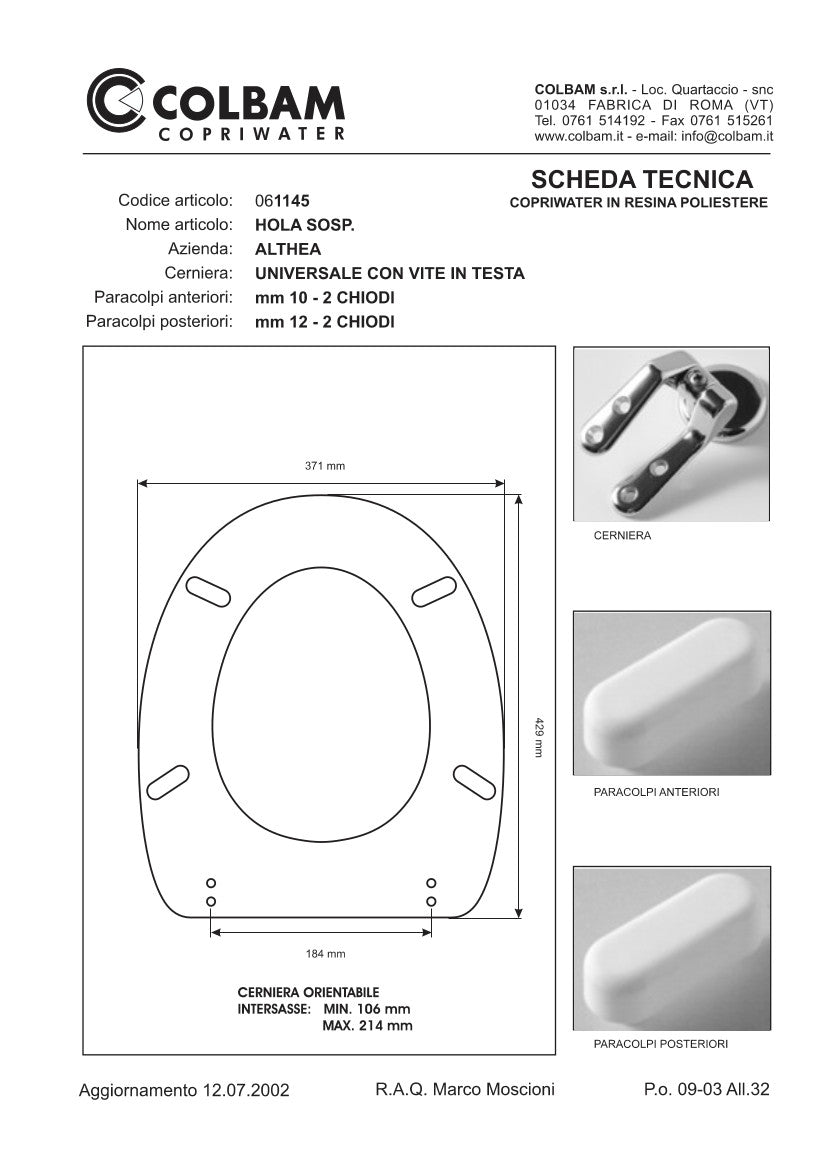 Copriwater Compatibile Hola Sospeso