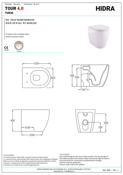 Coppia sanitari filo parete Tour 4.0