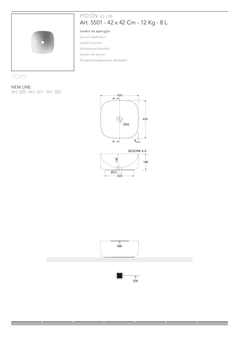 Lavabo da appoggio Moon