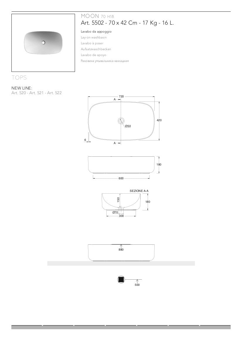 Lavabo da appoggio Moon