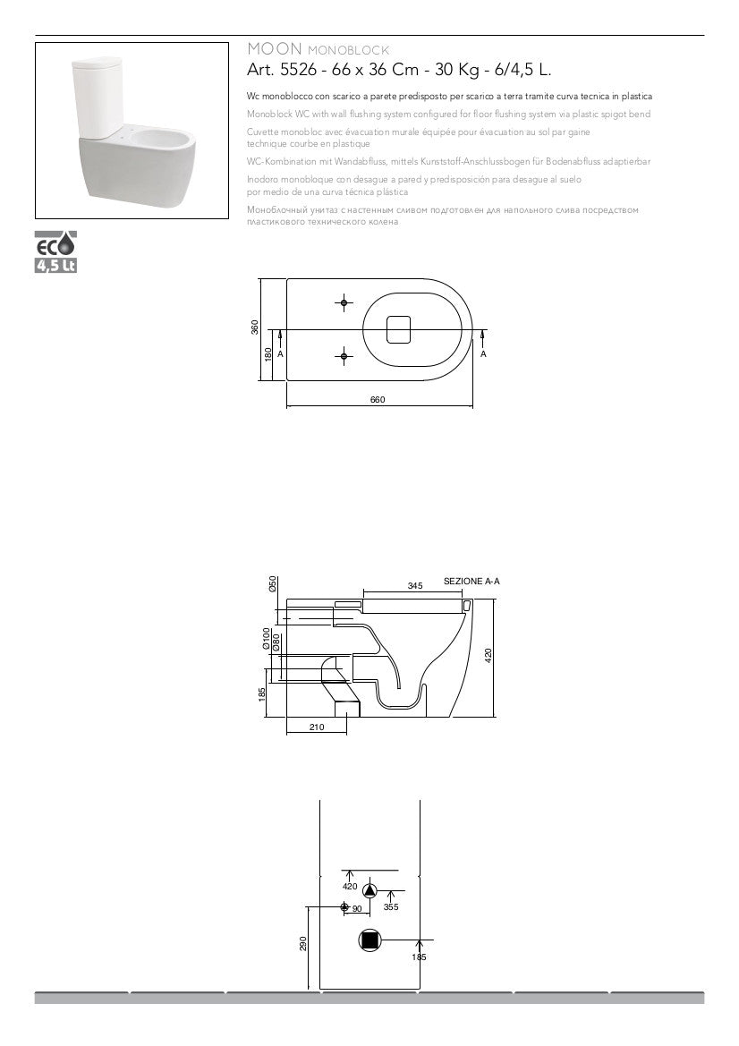 Sanitari monoblocco con cassetta Moon