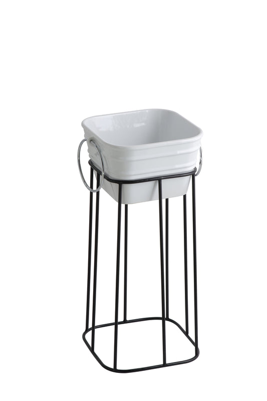 LAVABO CUBIQUE MÉTALLIQUE HAUT SUR TERRASSE