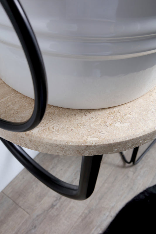 CADRE EN MÉTAL AVEC MIROIR ET ÉTAGÈRE EN MARBRE