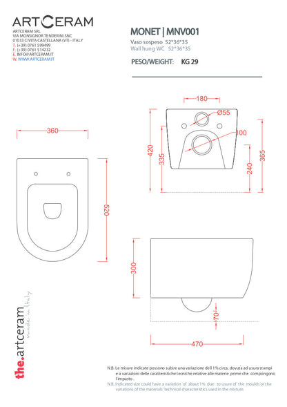 Vaso sospeso senza brida Monet