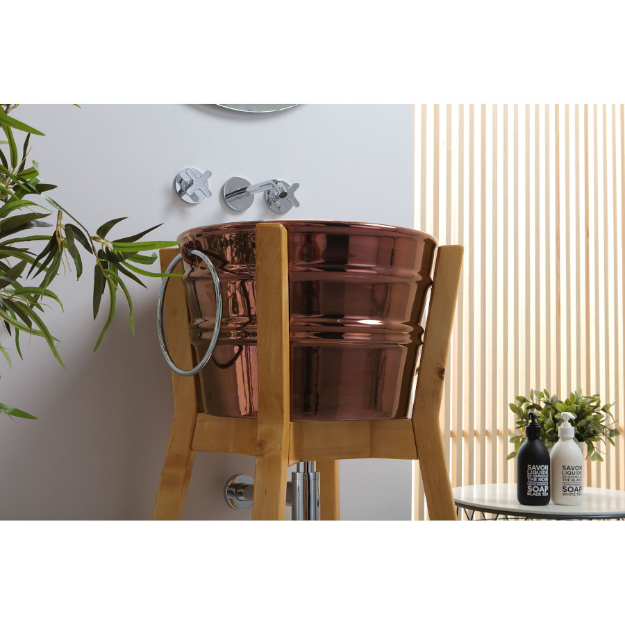 Lavabo à Poser/Suspendu Rond Bacile Cuivre Brillant