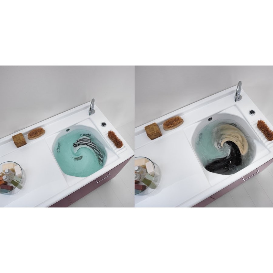 Meuble couvre machine à laver avec jets et bassin à droite 130x65xH89 Active Wash