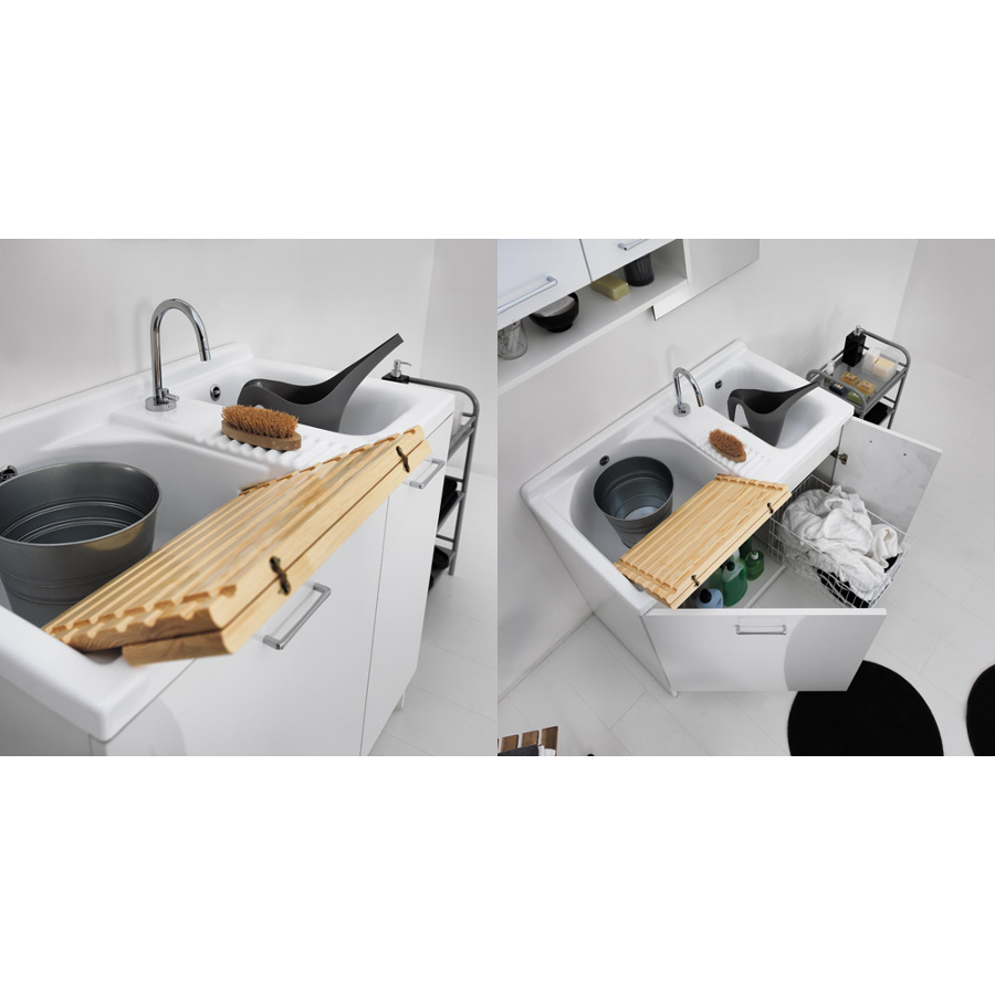 Lavoir d'intérieur avec panier à linge 100x55xH89 Active Wash Statique