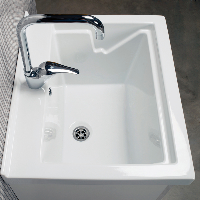 Meuble lavoir blanc Sirena + céramique 60x50 Onda