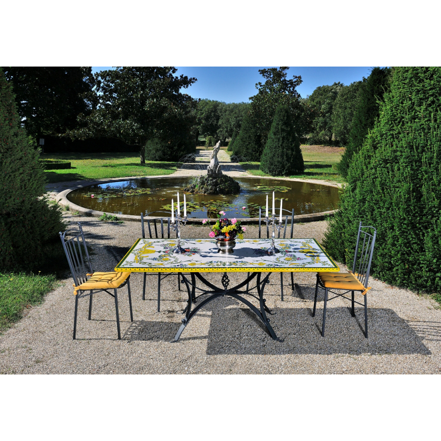 Table rectangulaire en pierre de lave Settecento