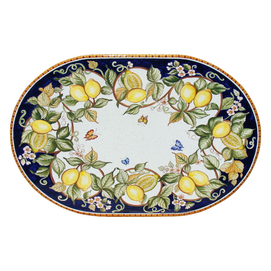 Table ovale en pierre de lave Fantasia di Limoni