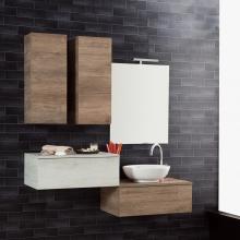 Composition Suspendue salle de bains Unika 140 orme naturel et blanc