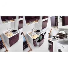 Lavoir d'intérieur avec planche lave-linge 80x60xH86 Twist Aubergine